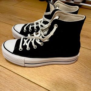 Converse All Star high lift platform sneakers in black